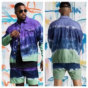 Boohoo Man Quavo Tie Dye Denim Jacket Medium